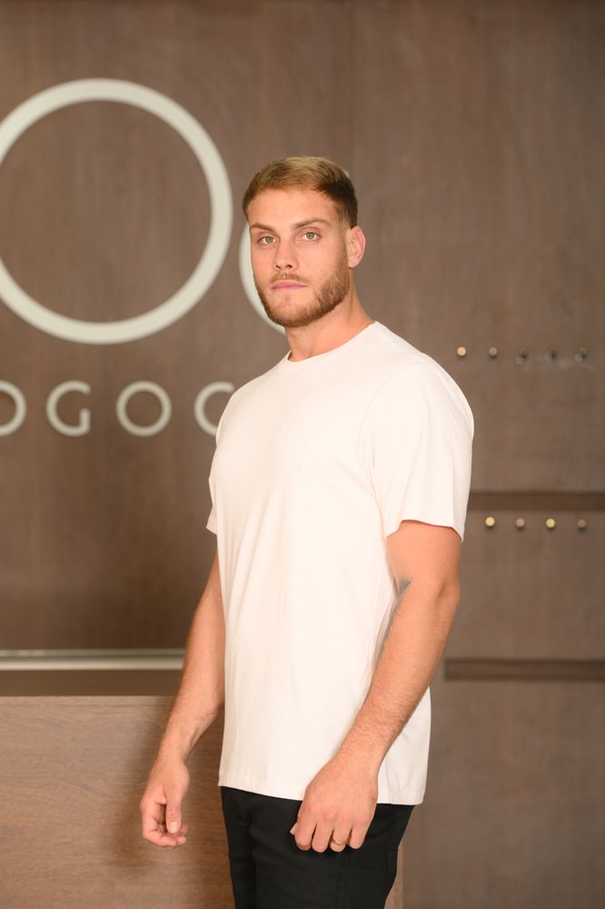 Camiseta Masculina Ogochi Manga Curta Essencial Slim Meia Malha Rosa Claro