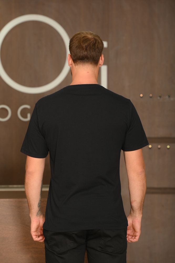 Camiseta Masculina Ogochi Manga Curta Slim Premium Meia Malha Preta