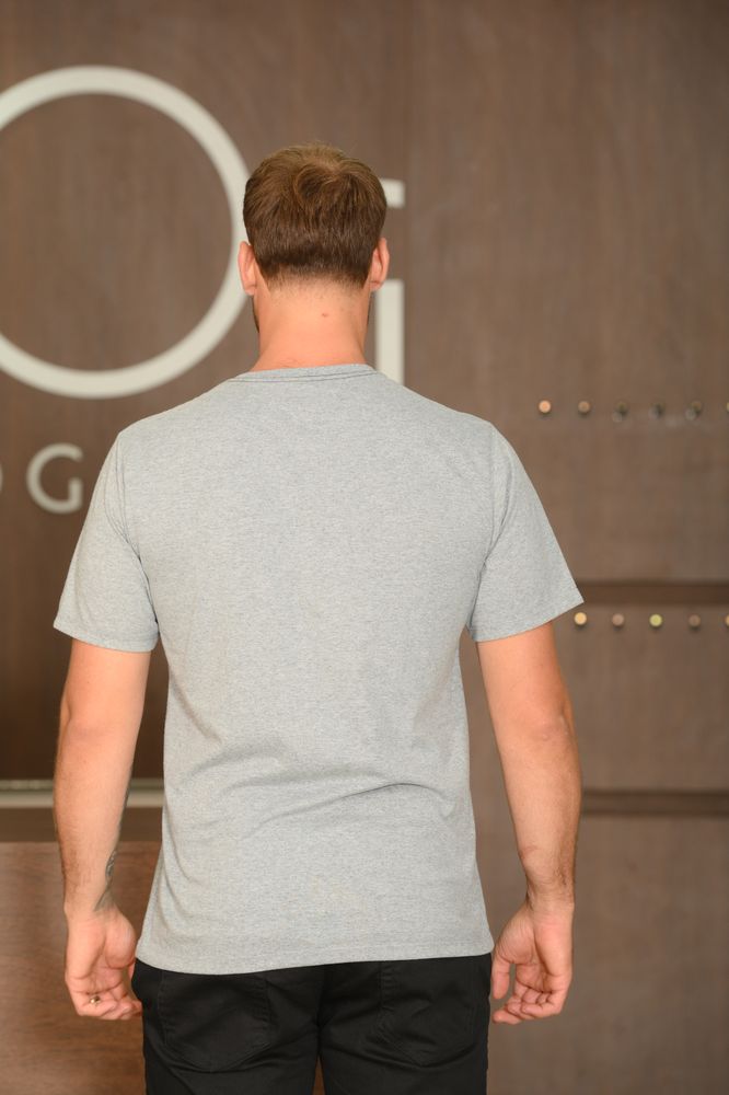 Camiseta Masculina Ogochi Manga Curta Casual Slim Mescla Forget-Me-Not