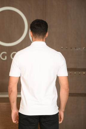 Polo Masculina Ogochi Manga Curta Essencial Slim Branca