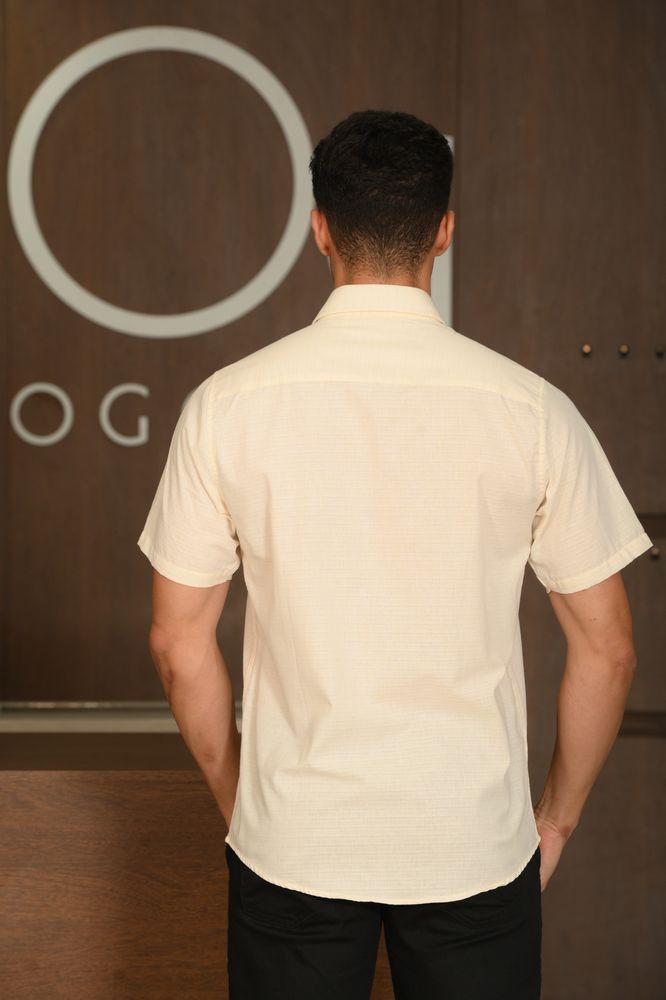 Camisa Masculina Ogochi Slim Casual Flame Bege
