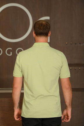 Polo Masculina Ogochi Manga Curta Slim Verde Claro