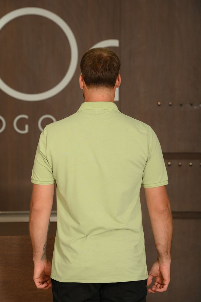 Polo Masculina Ogochi Manga Curta Slim Verde Claro