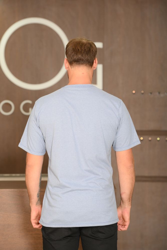 Camiseta Masculina Ogochi Manga Curta Casual Slim Malha Mescla Grafite