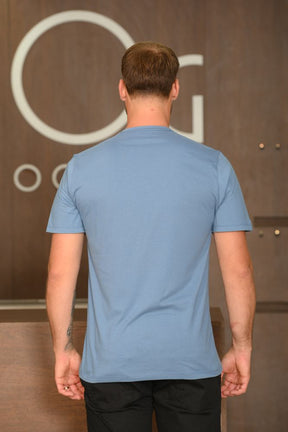 Camiseta Masculina Ogochi Manga Curta Essencial Slim Meia Malha Azul Marinho