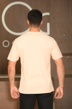 Camiseta Masculina Ogochi Manga Curta Essencial Slim Meia Malha 100% Algodão Pêssego