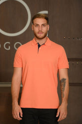Polo Masculina Ogochi Manga Curta Premium Slim Piquet Laranja