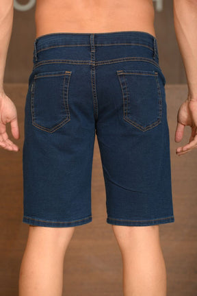 Bermuda Masculina Ogochi Jeans Essencial Básica Lavada Azul Médio