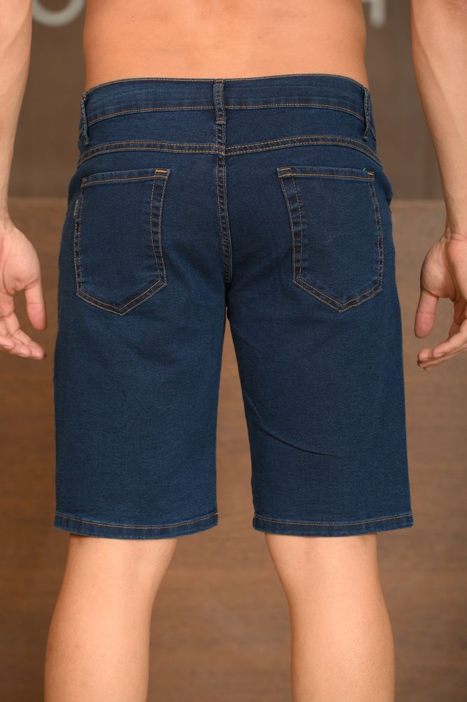 Bermuda Masculina Ogochi Jeans Essencial Básica Lavada Azul Médio