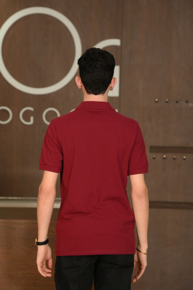 Polo Masculina Ogochi Manga Curta Essencial Slim Vinho Cabernet