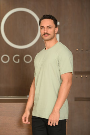 Camiseta Masculina Ogochi Manga Curta Slim Premium Meia Malha Verde