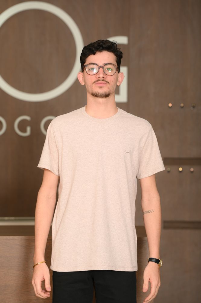 Camiseta Masculina Ogochi Manga Curta Casual Slim Mescla Rosa Antigo