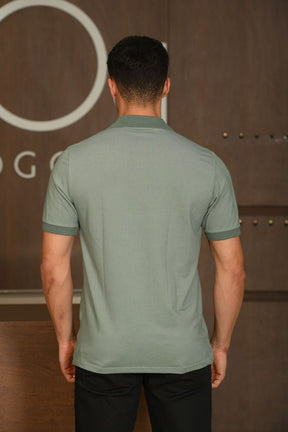 Polo Manga Curta Ogochi Slim Casual Verde