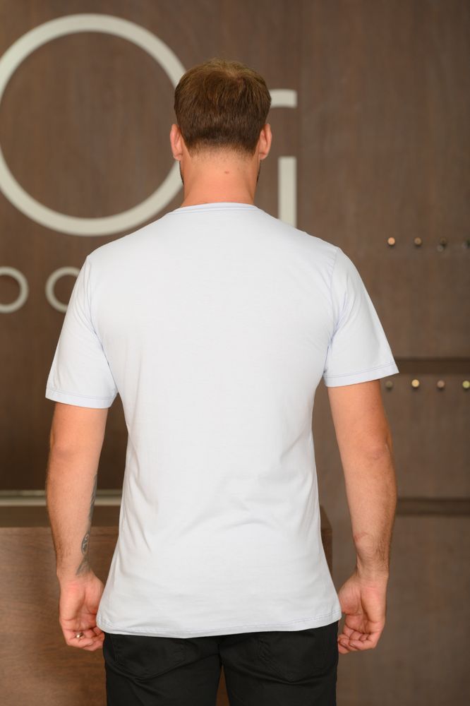 Camiseta Masculina Ogochi Manga Curta Essencial Slim Meia Malha 100% Algodão Gelo