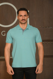 Polo Manga Curta Ogochi Slim Essencial Azul