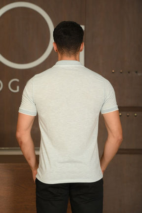 Polo Masculina Ogochi Manga Curta Concept Slim Cinza Claro