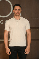 Polo Masculina Ogochi Manga Curta Concept Slim Cinza Mescla