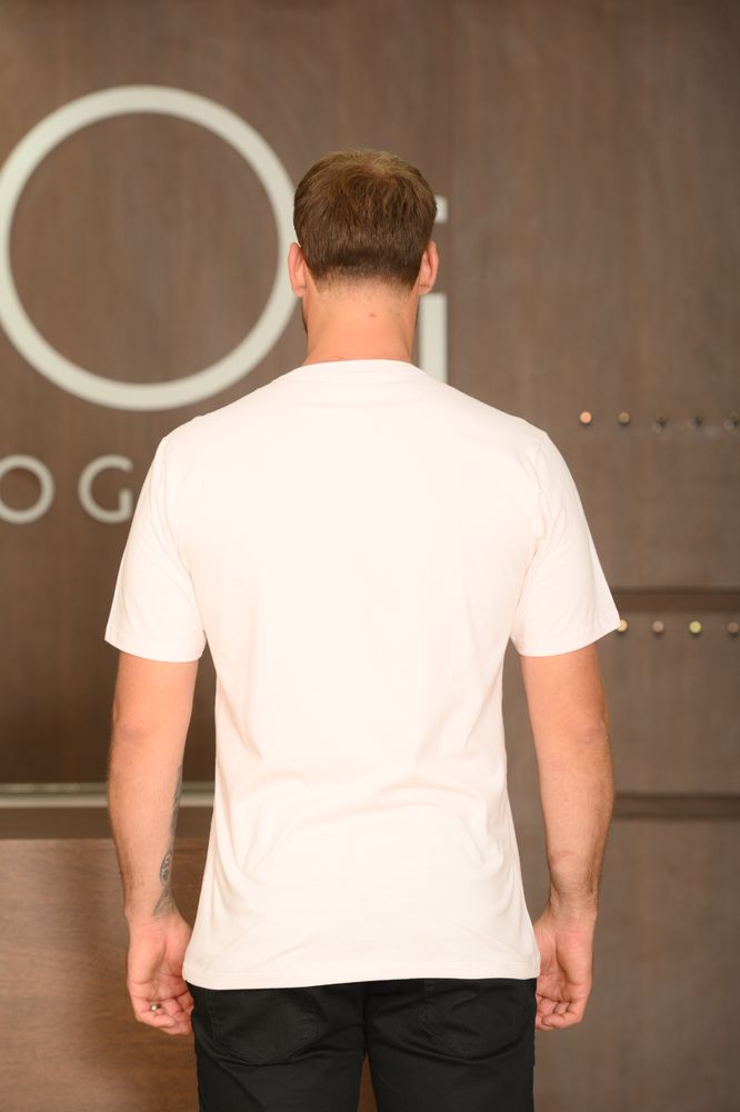 Camiseta Masculina Ogochi Manga Curta Essencial Slim Meia Malha Rosa Claro