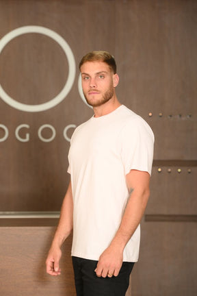 Camiseta Masculina Ogochi Manga Curta Essencial Slim Meia Malha Rosa Claro