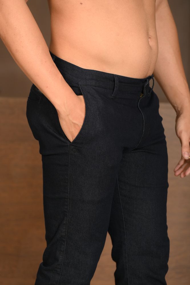 Calça Masculina Ogochi Jeans Concept Slim Bolso Faca Jeans Escuro