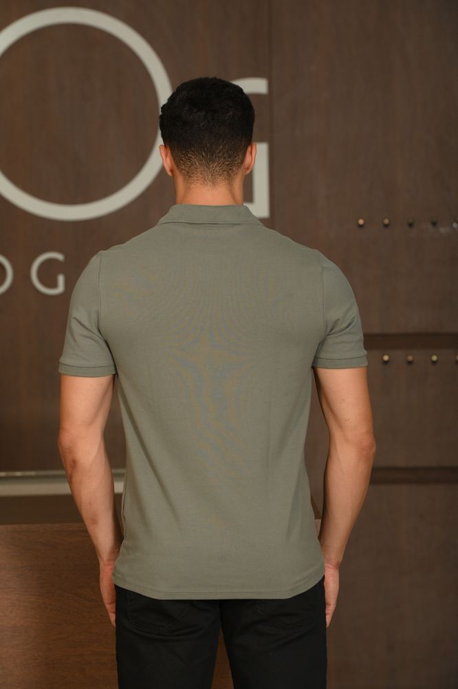 Polo Masculina Ogochi Manga Curta Essencial Slim Verde Musgo