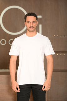 Camiseta Masculina Ogochi Manga Curta Slim Essencial Branca
