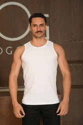 Regata Masculina Ogochi Essencial Meia Malha Branca