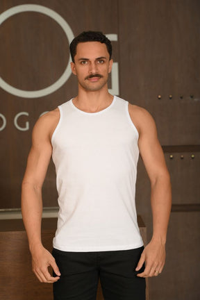 Regata Masculina Ogochi Essencial Meia Malha Branca