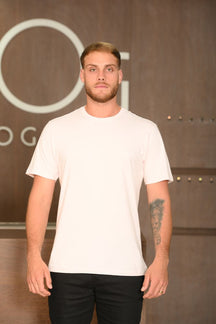 Camiseta Masculina Ogochi Manga Curta Essencial Slim Meia Malha Rosa Claro