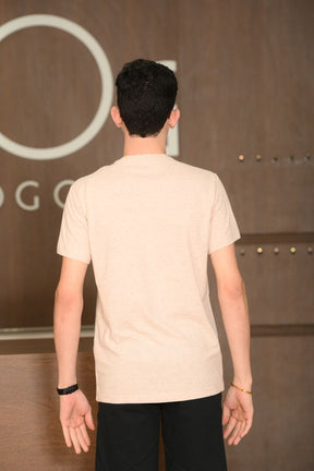 Camiseta Masculina Ogochi Manga Curta Casual Slim Mescla Visual Linho Rosa