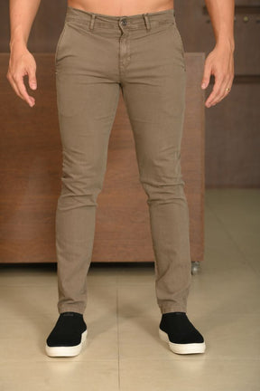 Calça Masculina Ogochi Essencial Slim Bolso Faca Marrom