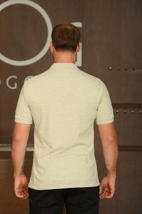 Polo Masculina Ogochi Manga Curta Essencial Slim Piquet Duplo Mescla Verde Claro