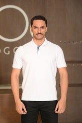 Polo Masculina Ogochi Manga Curta Essencial Slim Branca