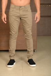 Calça Masculina Ogochi Essencial Skinny Color 5 Pockets Prata Velha