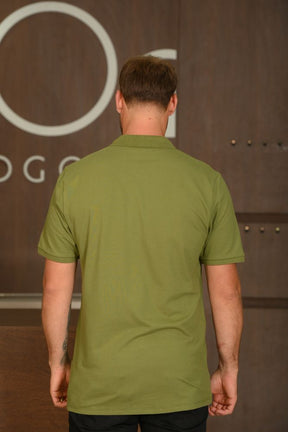 Polo Masculina Ogochi Manga Curta Essencial Slim Verde Esfumaçado