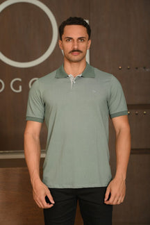 Polo Manga Curta Ogochi Slim Casual Verde