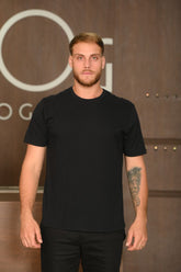 Camiseta Masculina Ogochi Manga Curta Slim Premium Meia Malha Preta