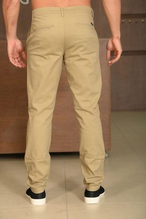 Calça Masculina Ogochi Essencial Slim Bolso Faca Areia