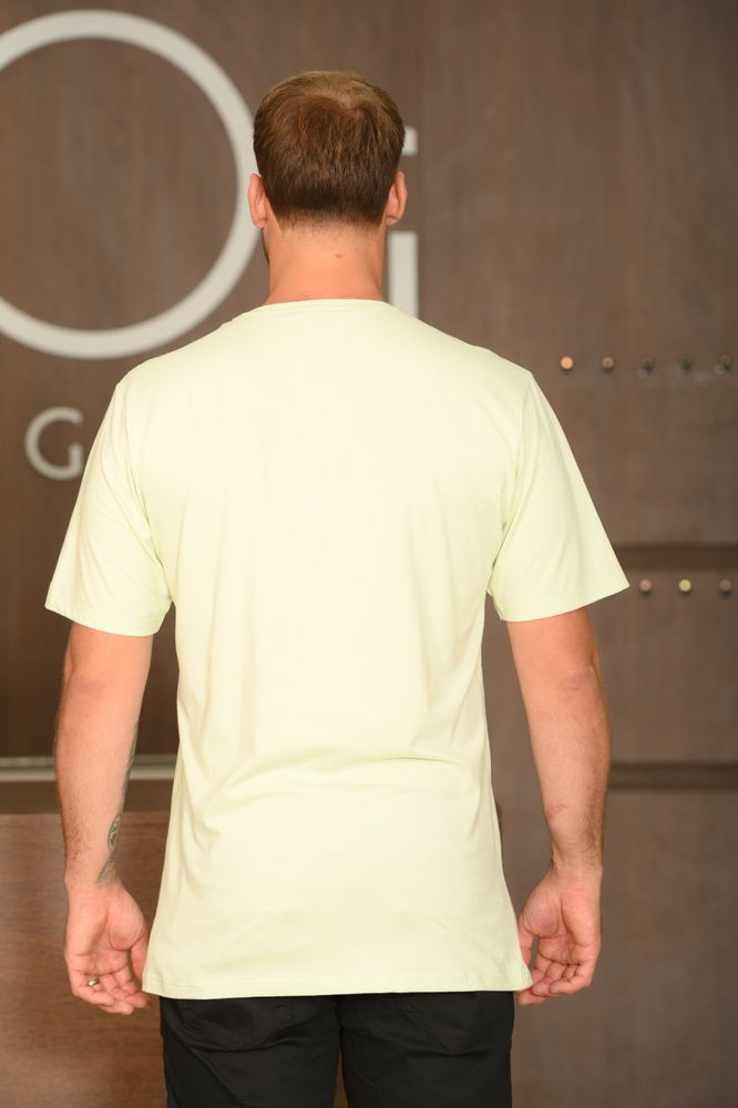 Camiseta Masculina Ogochi Manga Curta Essencial Slim Meia Malha Verde Água
