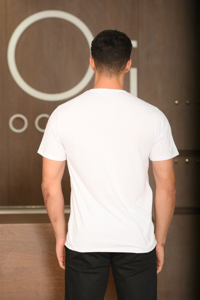 Camiseta Masculina Ogochi Manga Curta Essencial Slim Lisa Branca
