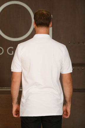 Polo Masculina Ogochi Manga Curta Essencial Slim Piquet Branca