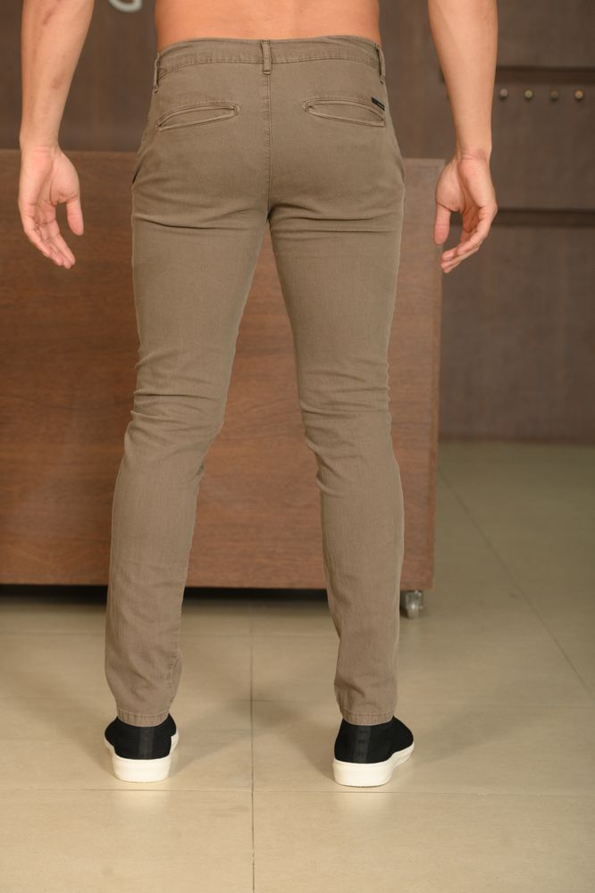 Calça Masculina Ogochi Essencial Slim Bolso Faca Marrom