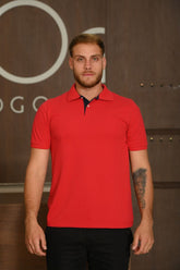 Polo Masculina Ogochi Manga Curta Slim Vermelha