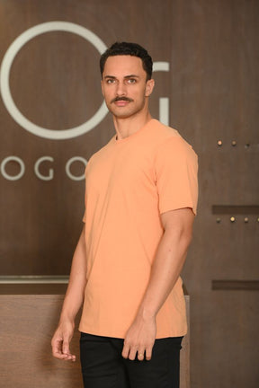 Camiseta Masculina Ogochi Manga Curta Slim Premium Meia Malha Cenoura