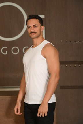 Regata Masculina Ogochi Essencial Meia Malha Branca