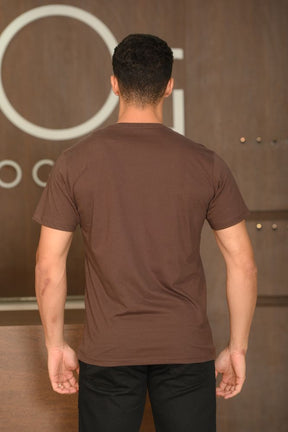 Camiseta Masculina Ogochi Manga Curta Essencial Slim Meia Malha Chocolate Torte