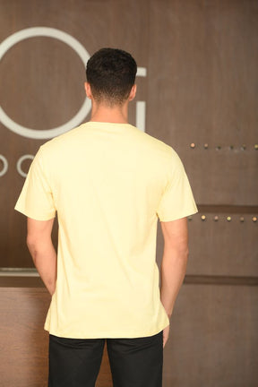 Camiseta Masculina Ogochi Manga Curta Essencial Slim Meia Malha Manteiga