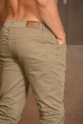 Calça Masculina Ogochi Essencial Skinny Color 5 Pockets Prata Velha