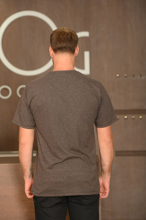 Camiseta Masculina Ogochi Manga Curta Casual Slim Mescla Escura Giz