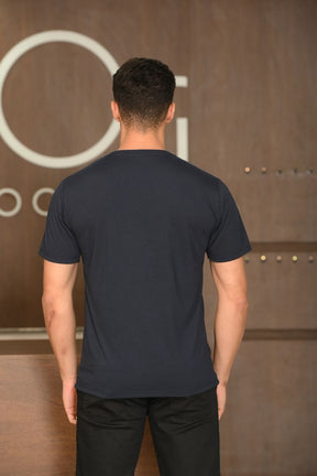 Camiseta Masculina Ogochi Manga Curta Essencial Slim Lisa Azul Marinho